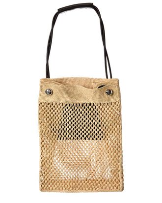 Loewe Pebble Raffia & Leather Tote