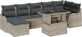 vidaXL Vidaxl - Garden Sofa Set with Cushion 8 pcs Light grey Poly rattan