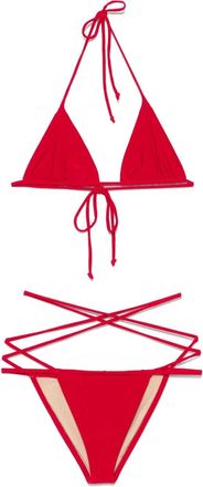 Norma Kamali Set bikini con spalline incrociate - Rosso