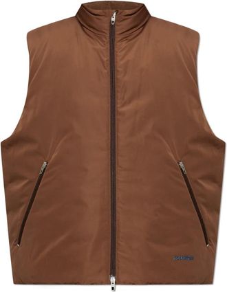 Jil Sander Ge&iuml;soleerd Vest - Heren - Bodywarmers - Bruin - L - Leer - Jassen