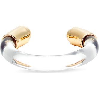 Open Edit Metal Cap Resin Cuff Bracelet in Clear- Gold at Nordstrom Rack