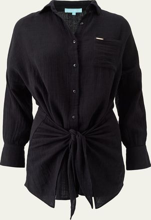 Melissa Odabash Sara Gauze Wrap Mini Shirtdress