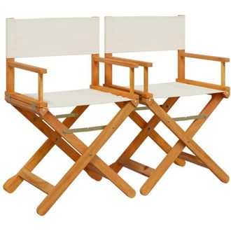 vidaXL Sillas De Director Plegables 2 Unidades Tela Blanco Crema Vidaxl