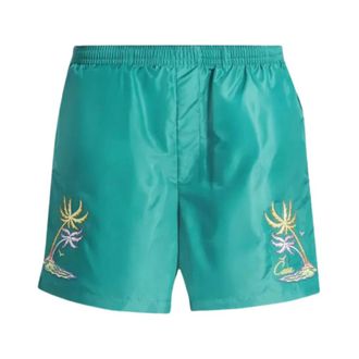 Casablanca Beachwear, male, Green, Size: S Casa Embroidery Swim Shorts