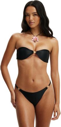 Cotton On Womens String Tanga Brazilian Bikini Bottom in Black Gloss at Nordstrom, Size X-Large