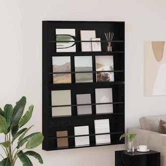 vidaXL Vidaxl Scaffale Per Riviste 2 Pz Rovere Nero 100 X 12 X 70 Cm