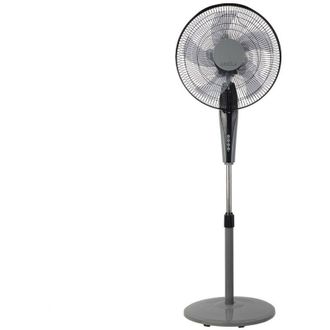 Fabrilamp Ventilador De Pie Borlon Negro/gris 3 Vel.55w 5x2aspas Orientable+ Remoto+ Temporizador Regx43x40 Cm