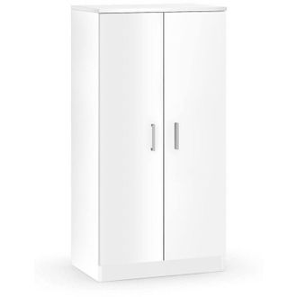 Dmora Armadio multiuso 2 ante Abram, Mobile multifunzionale, Mobiletto scarpiera, Guardaroba porta scarpe, 55x35 h108 cm, Bianco opaco - Dmora