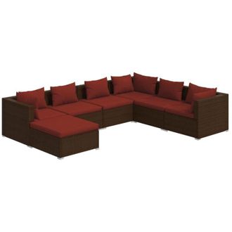 vidaXL 7 Pcs Lounge Garden Lounge Con Almohada