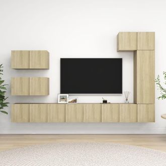 vidaXL Vidaxl - Set De Muebles Sal&oacute;n Tv 8 Pzas Madera Ingenier&iacute;a Roble Sonoma