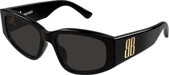 Balenciaga BB0475S Asian Fit 001 Womens Sunglasses Black Size 56
