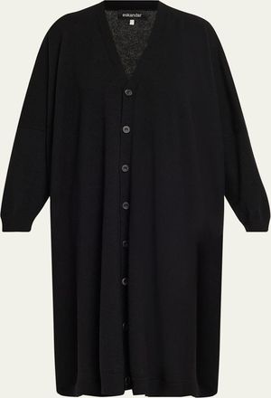 Eskandar Cashmere Wide V Neck Cardigan - 3/4 Length