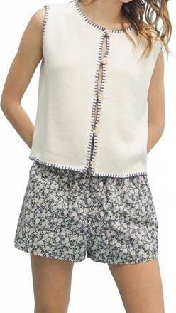 Wishlist Frankie Sweater Vest In Cream & Bright Navy