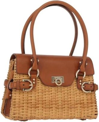 Ferragamo Pre-owned Handbags, female, Beige, Size: ONE SIZE Pre-owned Leather Handbag