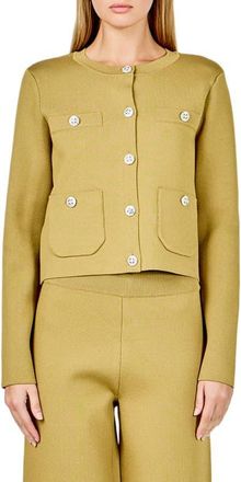 endless rose Rhinestone Cardigan in Mustard Green at Nordstrom, Size X-Small