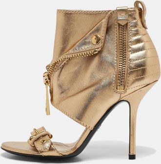Moschino Gold Leather Stiletto High Heel Sandals