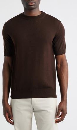 Aur&eacute;lien Cashwool Short Sleeve Crewneck Sweater in Chocolate at Nordstrom Rack, Size Xx-Large