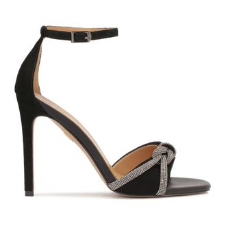 Kazar Schoenen, Dames, Zwart, 41 EU, Suède, Zwarte suède sandalen met glanzende bandjes