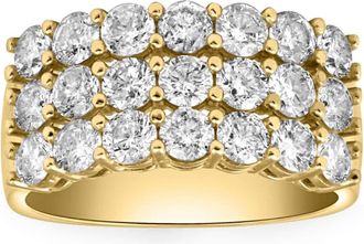 Pompeii3 3 Ct Diamond Three Row Womens Wedding Anniversary Ring in White or Yellow Gold