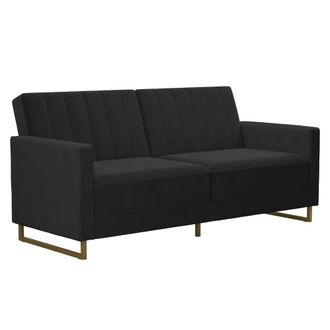 Novogratz Sofa cama de 3 plazas de terciopelo negro