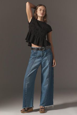 Pilcro The Tabby Ruched Cap-Sleeve Tee by Pilcro