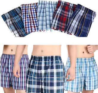 Generic 6 Pack Cotton Woven Boxer Shorts for Mens, Soft Breathable Loose Fit Underwear for Everyday Comfort Lightweight Classic Boxers, Assorted Colors S to X