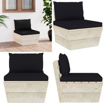 vidaXL Divano Centrale da Giardino su Pallet e Cuscini Legno di Abete - Cuscino da patio - Divano in legno