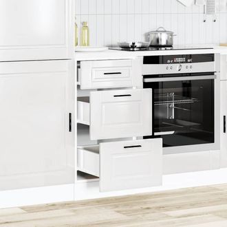Berkfield Home Kitchen Base Cabinet Porto High Gloss White Engineered Wood