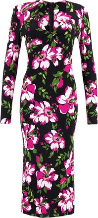 Tom Ford Bloemen Midi Jurk met Lange Mouwen - Dames - Casual kleedjes - Veelkleurig - 2XS - Kleedjes