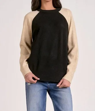 Elan Tatum Crewneck Sweater In Black & Cream