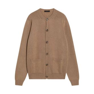 Prada Cashmere Knitwear, male, Brown, L, Maglia Cardigan Corto