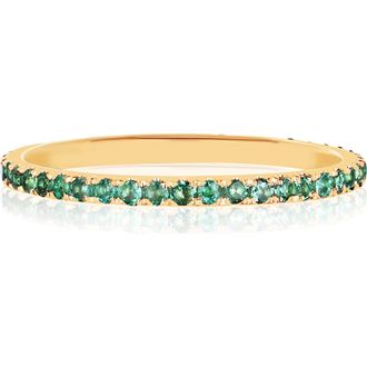 EF Collection Emerald Eternity Stack Ring in 14K Yellow Gold at Nordstrom, Size 6