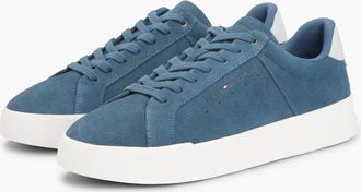 Tommy Hilfiger Mens TH Court Trainers in Blue Leather - Size UK 10.5