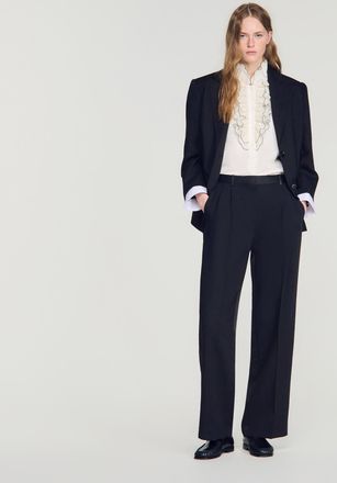 Sandro Mixed-material satin trousers