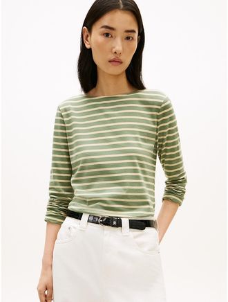 Tommy Hilfiger Womens Lightweight Boatneck T-Shirt - Green - XXL