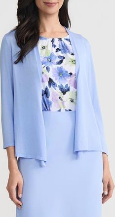 Kasper Self Edge Open Front Cardigan in Paris Bleu at Nordstrom, Size X-Large