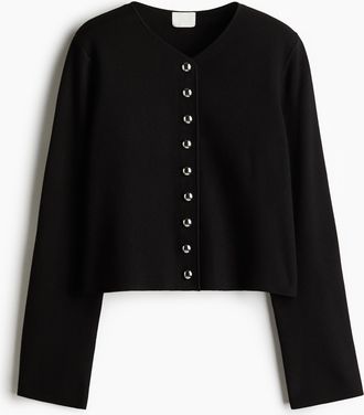 H&M Cardigan aus engmaschigem Strick - Schwarz