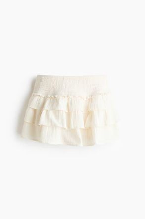 H&M Tiered Viscose Mini Skort in Cream at Nordstrom, Size Xx-Large