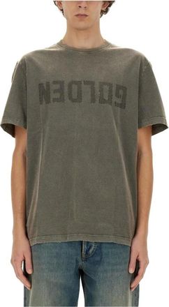 Golden Goose T-shirt con logo distressed - - Tops - Uomo - Verde - S