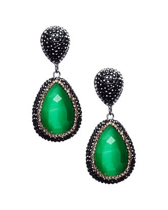 Eyecandy LA Eye Candy La Eucalyptus Green Cats Eye And Hematite Drop
