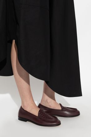 Bottega Veneta Silenzio Loafers, Womens, Burgundy