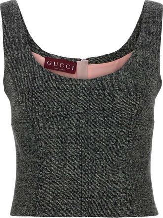 Gucci Grey Scoop Neck Top