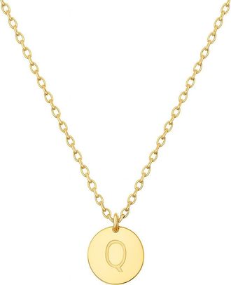House of Frosted Initial Pendant Necklace in Yellow Gold - Q at Nordstrom Rack, Size 16