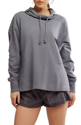 Free People FP Movement Hot Shot Stretch Cotton Fleece Hoodie in Gunmetal at Nordstrom Rack, Size Medium