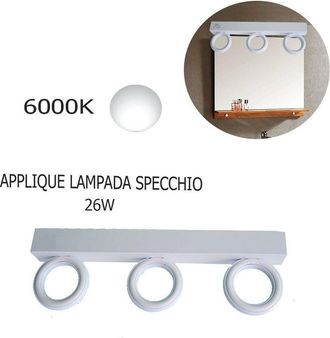 Trade Shop Trade Shop Traesio - Trade Shop - Applique Lampada Moderno Da Parete Muro Specchio 26w Bagno 135 Led 2835 Smd Luce