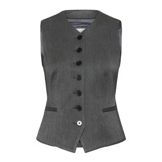 Inwear Jassen, Dames, Grijs, S, Donkergrijze Melange Vest met V-Hals