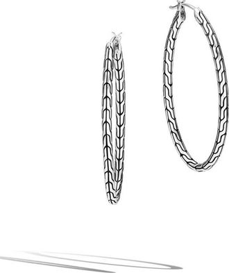 John Hardy Classic Chain Silver 40mm Hoop Earrings - EB900370
