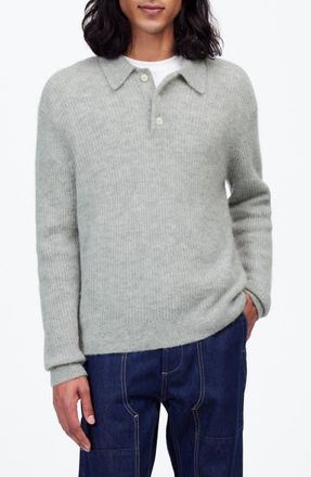 Madewell Alpaca Blend Polo Sweater in Heather Grey at Nordstrom, Size X-Large