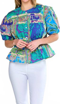 Sara Campbell Laguna Puff Sleeve Blouse In Paisley Tiles