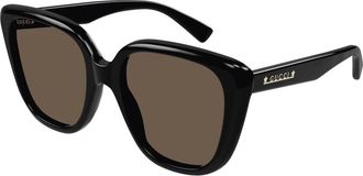 Gucci Zonnebrillen - Dames - Zonnebrillen - Zwart - 54 MM - Leer - Accessoires